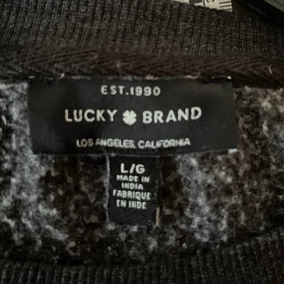 LUCKY BRAND Women’s Gray Good Vibes Sweatshirt Size Large Rainbow Shirt - Picture 6 of 11